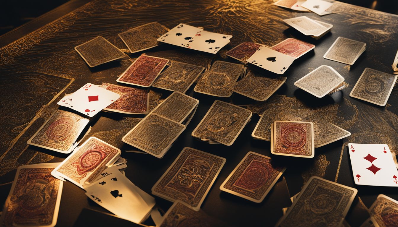 Ett sprittande kasinotema med ett kortspel och lyxig inredning.