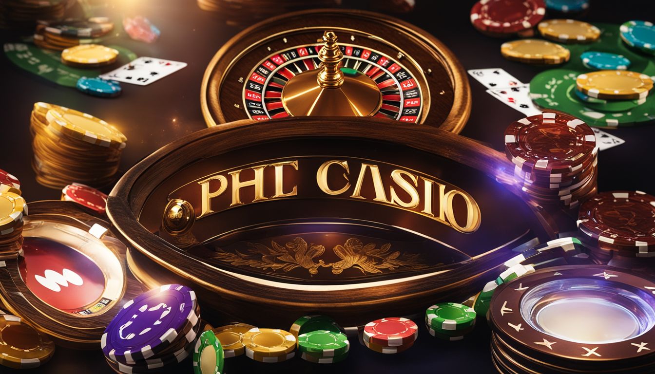 En online casino logo med internationella licenssymboler och varierade ansikten.